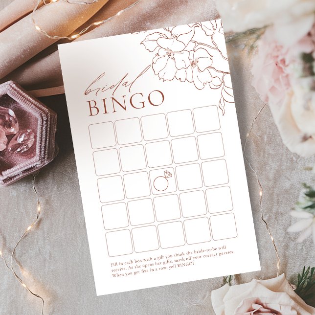 Rust elegant floral bridal shower bingo game (Rust elegant floral bridal shower bingo game)