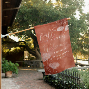 Rust Fall Bridal Shower Welcome Flag Sign