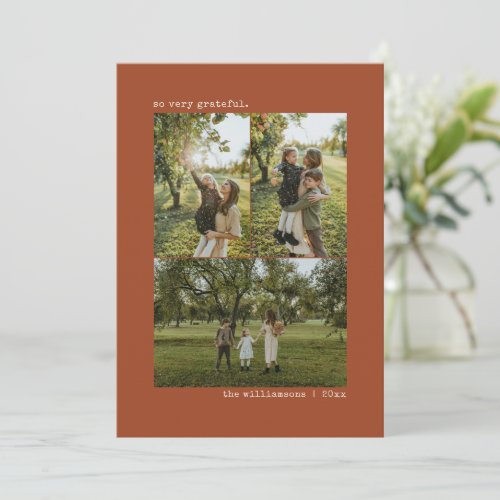Rust Fall Grateful Thanksgiving Photo Collage Holiday Card