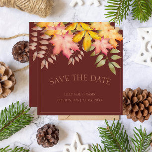 Rust Fall Leaves Autumn Wedding Save The Date