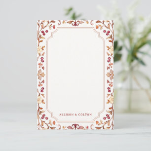Rust Fall Vintage Botanical Floral Personalized Note Card
