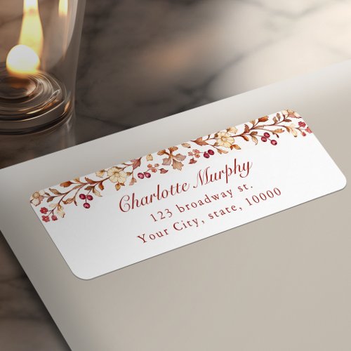 Rust Fall Vintage Botanical Floral return address Label