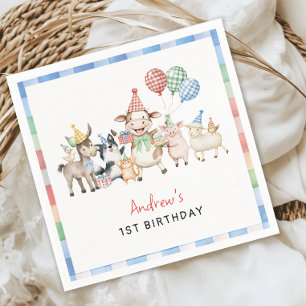 Rust Farm Animals Kids Birthday Napkins