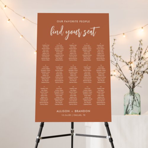 Rust Find Your Seat 15 Tables Seating Chart Foam Board