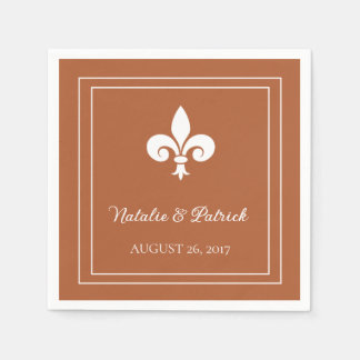 Rust Fleur de Lis Wedding Paper Napkins