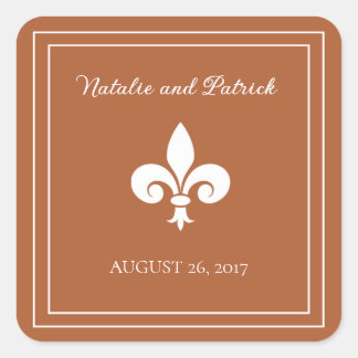 Rust Fleur de Lis Wedding Stickers