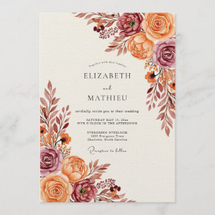 Rust Floral Autumn Flourish Wedding Invitation