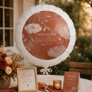 Rust Floral Bridal Shower Balloon