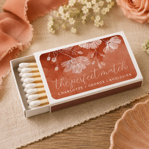 Rust Floral Bridal Shower Matchbox Favor Matchboxes