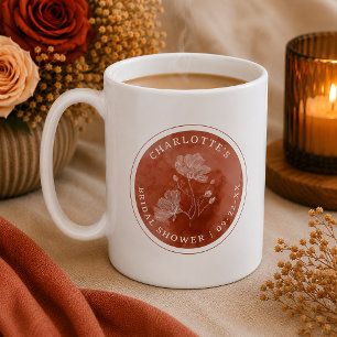 Rust Floral Bridal Shower Mug Favor