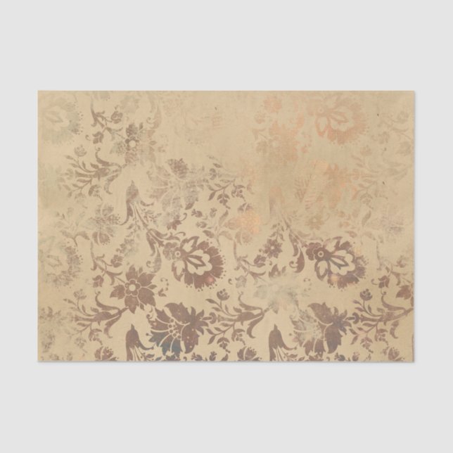 Rust Floral Damask Tissue Paper (Front)