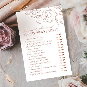 Rust floral He said She said bridal shower game