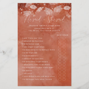 Rust Floral He Said She Said Game