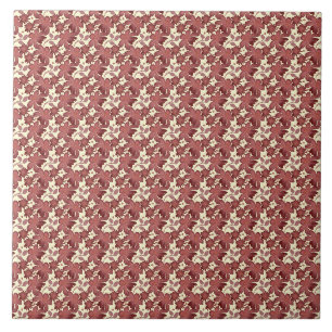 Rust Floral Leaf Pattern Terracotta Botanical Ceramic Tile