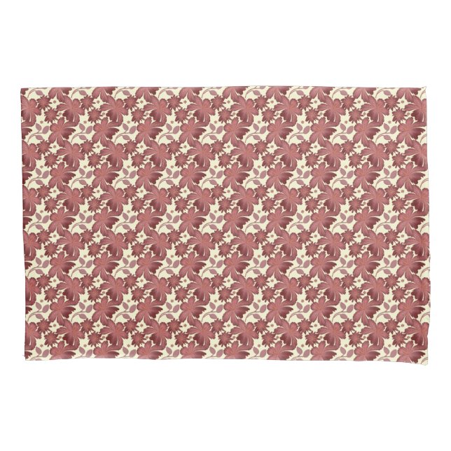 Rust Floral Leaf Pattern | Terracotta Botanical  Pillow Case (Front)