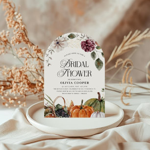 Rust Floral Pumpkin Bridal Shower Invitation