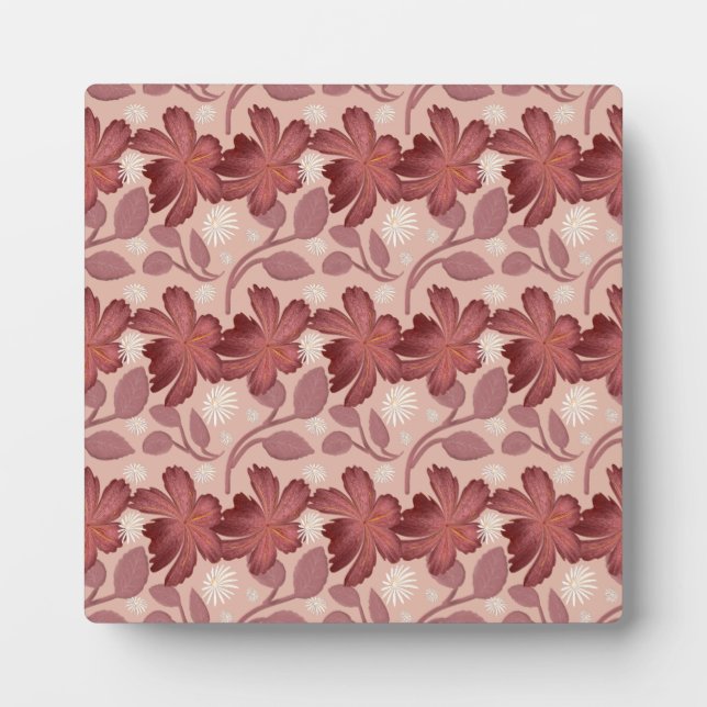Rust Floral Seamless Pattern Large Flowers Minimal Plaque (Front)