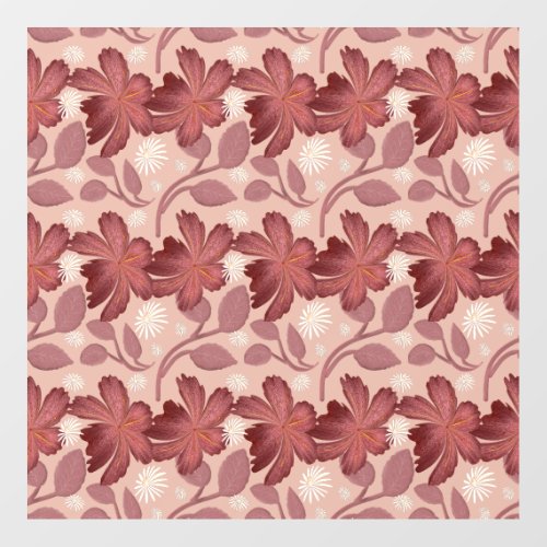 Rust Floral Seamless Pattern Large Flowers Minimal Wall Decal