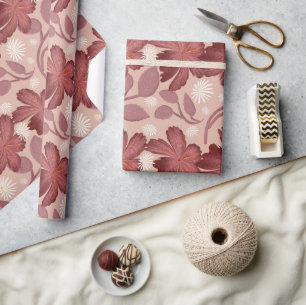 Rust Floral Seamless Pattern Large Flowers Minimal Wrapping Paper
