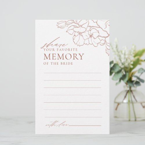 Rust floral share a memory bridal shower game