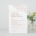 Rust floral wedding advice & wishes card<br><div class="desc">These advice & wishes cards are sweet keepsakes for the bride and couple, features elegant delicate hand drawn flower illustration and modern script typography details, in terra cotta and white color, simple and romantic. great activity for modern rustic bridal shower, country garden wedding, and simple boho wedding parties in fall...</div>