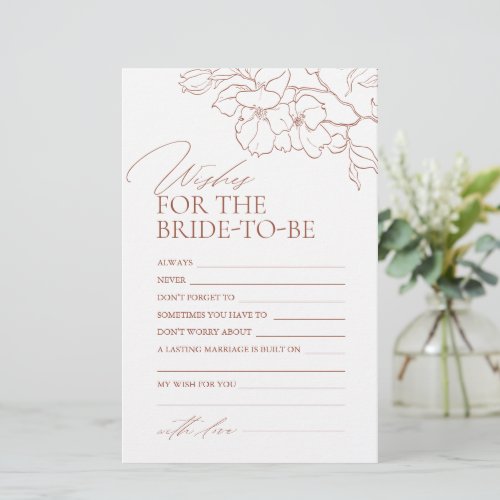 Rust floral wedding advice  wishes card