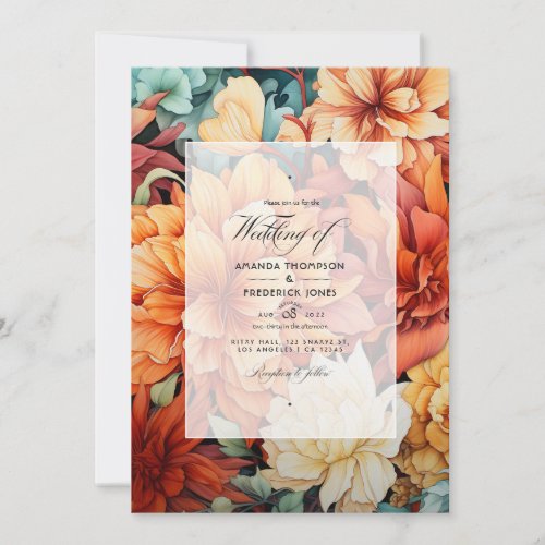 Rust Floral Wedding Invitation
