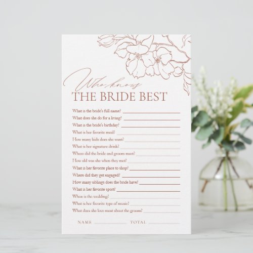 Rust floral who knows the bride best game