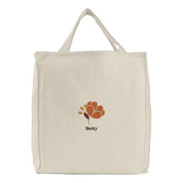 Rust Flower Personalized Embroidered Bag