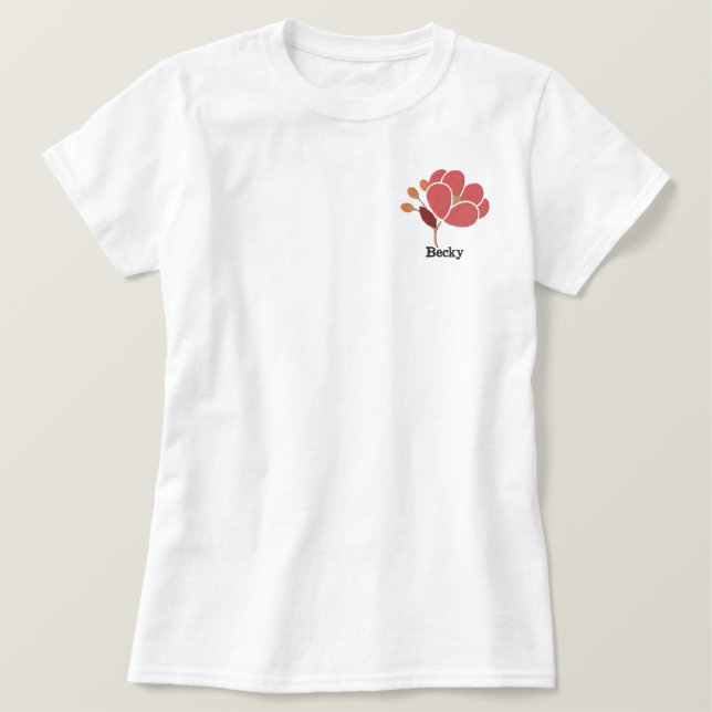 Rust Flower Personalized Embroidered Shirt (Design Front)