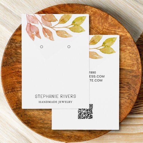 Rust Foliage QR Code Earrings Display Card