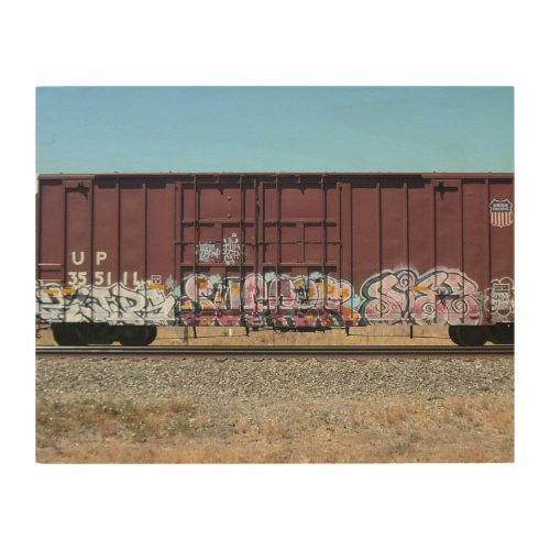 Rust Freight Train w Graffiti Wood Panel Art