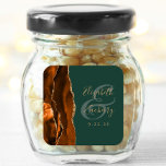 Rust Gold Agate Hunter Green Wedding Square Sticker<br><div class="desc">This elegant modern wedding sticker features a watercolor agate geode design in shades of rust and burnt orange,  trimmed with faux gold glitter. Easily customize the gold-colored text on a hunter green background,  with the names of the bride and groom in handwriting calligraphy over a large ampersand.</div>