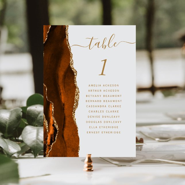 Rust Gold Agate Pale Gray Wedding Table Number (Creator Uploaded)