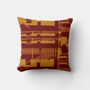 Rust Gold Burgundy Southwest Look Uneven Mosaics Throw Pillow