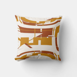 Rust Gold Concave Southwest Look Contemporary Art Throw Pillow