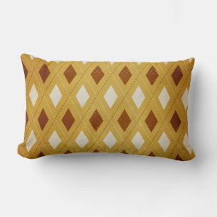 Rust, Gold, Cream Argyle Throw Pillow
