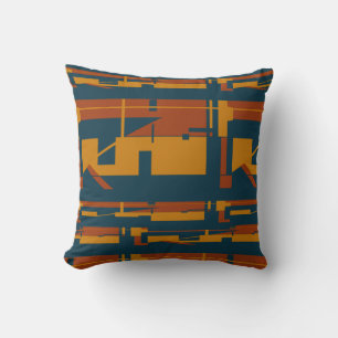 Rust Gold Dark Blue Southwest Look Abstract Desigm Throw Pillow