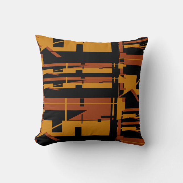 Rust Gold on Black Southwest Look Uneven Mosaics  Throw Pillow (Front)