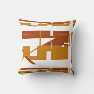 Rust Gold White Southwest Look Horizontal Abstract Throw Pillow