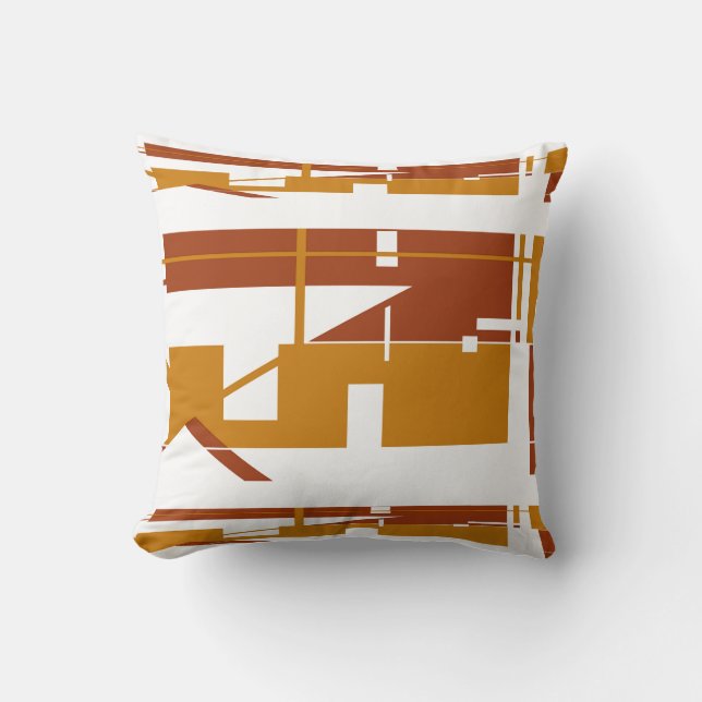 Rust Gold White Southwest Look Horizontal Abstract Throw Pillow (Front)