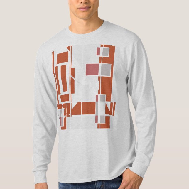 Rust Gray Dusty Rose Geometric MCM Look Abstract T-Shirt (Front)