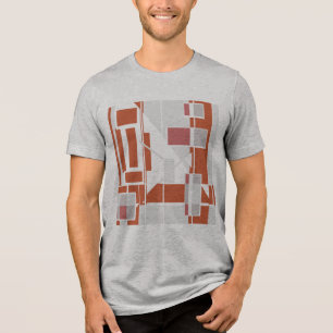 Rust Gray Dusty Rose MCM Look Geometric Abstract Tri-Blend Shirt