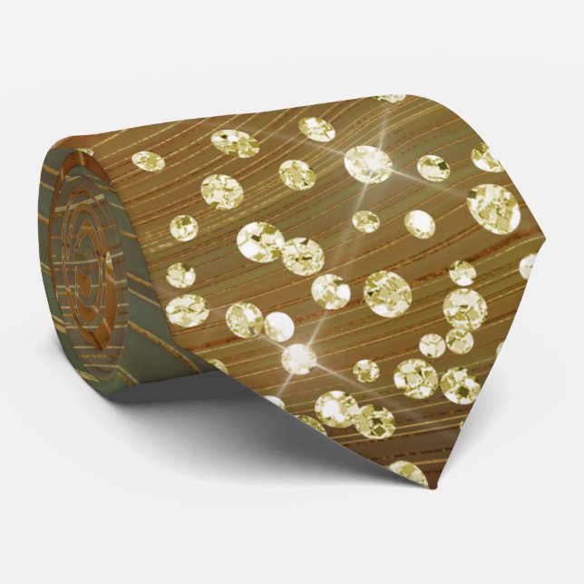 Rust & Green Marble Gold Glitter Necktie (Rolled)