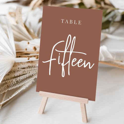 Rust Hand Scripted Table FIFTEEN Table Number