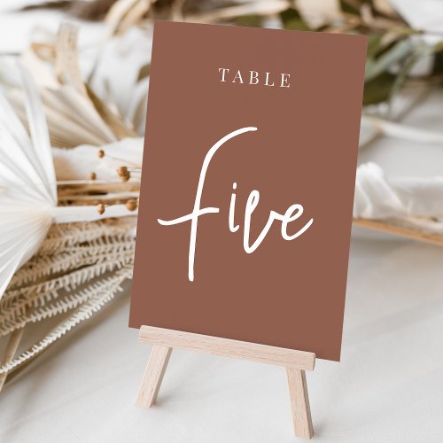 Rust Hand Scripted Table FIVE Table Number