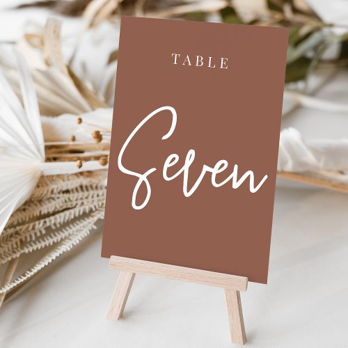 Rust Hand Scripted Table SEVEN Table Number