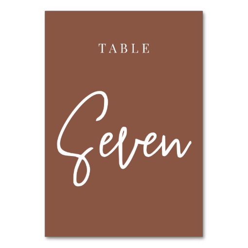 Rust Hand Scripted Table SEVEN Table Number | Zazzle