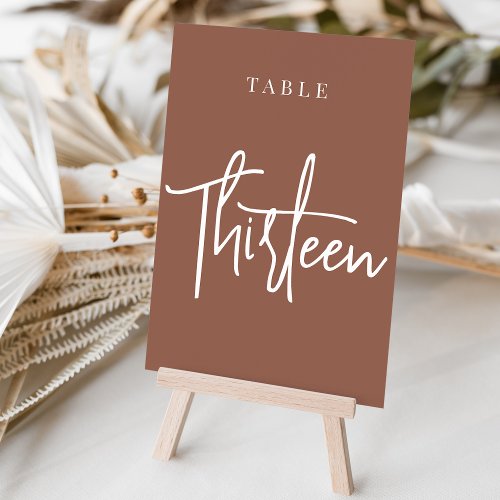 Rust Hand Scripted Table THIRTEEN Table Number
