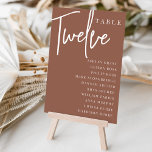 Rust Hand Scripted Table TWELVE   Guest Names Table Number<br><div class="desc">Simple and chic table number cards in earth tone rust brown and white make an elegant statement at your wedding or event. Design features "table [number]" in an eyecatching mix of classic serif and handwritten script lettering, with individual guest names beneath. Design repeats on both sides. Individually numbered cards sold...</div>